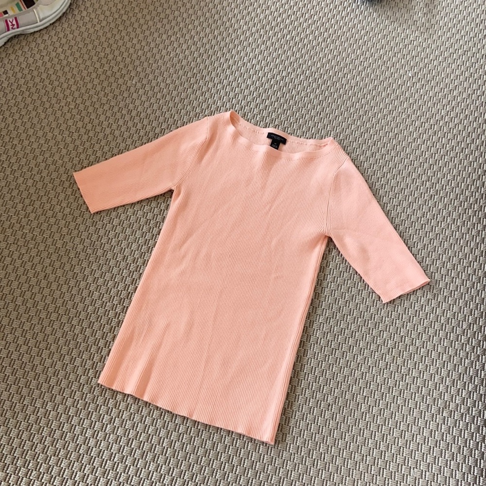 Peach XS Ann Taylor Factory Ribbed Cotton/Nylon Shirt
